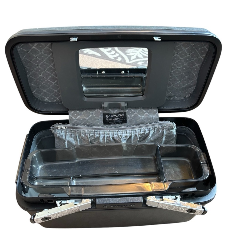 VTG 80’s Samsonite Silhouette Hard Shell Gray Train Cosmetic Makeup Travel Case